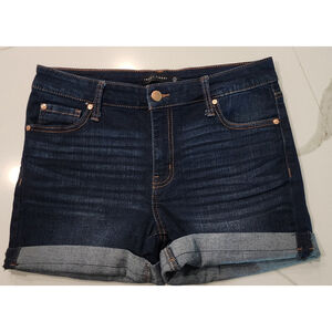 Truth + Theory Dark Wash Cuffed Denim Blue Jean Shorts Women's 6
